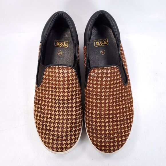 ASN Jam Slip On Casual Walking Shoe Womens Size 9 39 Brown White - Picture 2 of 9